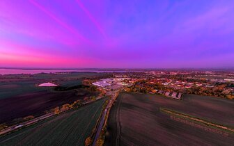 Prenzlau bei Abenddämmerung Luftaufnahme