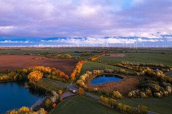 See am Dorf Abendstimmung Luftbild